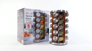 Black Countertop Rotating Spice Rack Empty 20-Jars Revolving Spice Jar Organizer Round Carousel