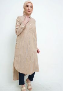 MFMW Emmatodt Midi Dress Gamis Brown Motif Salur