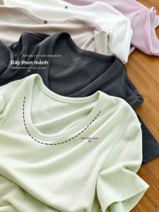 XIAOER | Áo Thun V-Neck Sọc Rộng Co Dãn 6 Màu