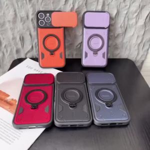 Armor Shockproof Phone Case W/ Slide Camera Cover 360° Rotatable Ring Holder Kickstand for Vivo V70 FE V60 Lite Protective Cover