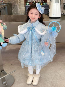 Princess Style down Jacket Childrens New Year Clothes Love Silk Girls Long Fashionable Outerwear Polyester Fiber White Duck down