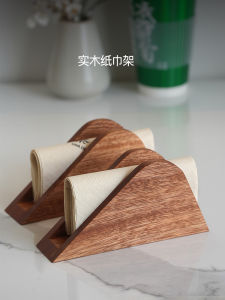 Retro Style Restaurant Tabletop Standing Wooden Tissue Holder High End Napkin Storage Rack for Commercial Coffee Shops