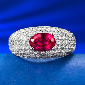 Sythentic Ruby 5x7mm Nhẫn bạc Sterling cưới Món Quà Giáng sinh tốt