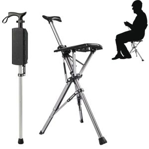 Non Slip Walking Stick Foldable Portable Aluminum Alloy Walking Stick Cane Stool