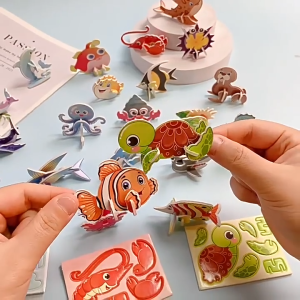 Puzzle Kertas 海洋动物纸质立体拼图 Marine Animal 3D Paper Puzzle 创意手工益智拼装模型儿童早教玩具 Kids Craft Educational Toys