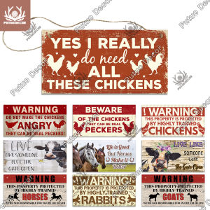 Putuo Decor Warning Wood Signs Rustic Wooden Hanging Plaque Farmhouse Plate for Cow House Chicken Coop Wall Art Decoration