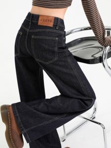 American Style High Waist Bell Bottom Jeans Womens Autumn New Long Pants Cotton Polyester Regenerated Fiber Zipper Closure