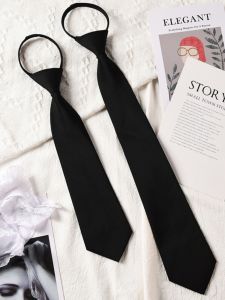 Black Zipper Style Mens Tie Student Academic Shirt Decorative No-Tie Ladies Fashionable Korean Pure Color Summer New Arrival