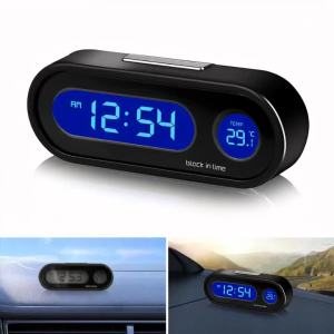 Đồng Hồ Kỹ Thuật Số LCD Đo Nhiệt Độ Ô Tô Mini Có Đèn Nền Đồng Hồ Điện Tử Tự Động Hiển Thị Thời Gian Cho Xe Đo Nhiệt Độ Nội Và Ngoại Thất Xe.