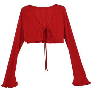 Áo Len Cardigan Dệt Kim Màu Đỏ Cổ Điển Ngắn Mỏng Cho Nữ Mùa Hè Áo Khoác Ngoài Áo Khoác Ngoài Thường Ngày Áo Khoác Ngoài Ngắn