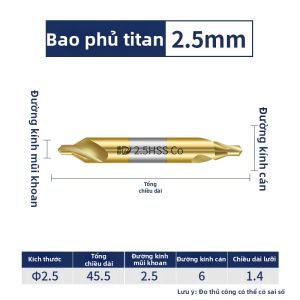 DIYUE | Mũi Khoan Định Tâm Loại A 60 Độ Đôi Đầu Thép Không Gỉ