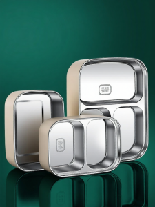 HUYO | Single Layer Partitioned Stainless Steel Lunch Box Large Capacity