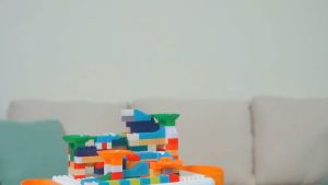 Đồ chơi bàn lego xếp hình cầu trượt thả bóng nhựa ABS an toàn lego city cầu trượt thả bóng đồ chơi trí tuệ cho bé