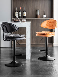 เก้าอี้บาร์เก้าอี้สูงเรียบง่ายทันสมัยแบบหมุนได้เก้าอี้บาร์เก้าอี้บาร์สไตล์นอร์ดิกพนักพิงสูงแบบปรับขึ้นลงได้