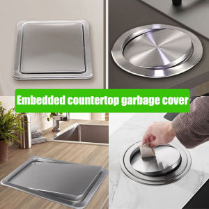 ฝาพนังฝาครอบถังขยะถังขยะเคาน์เตอร์ห้องครัว Top สแตนเลส Flap Flush Recessed Built-In Balance Swing