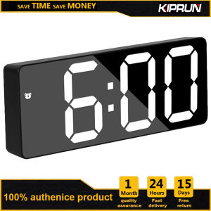 KIPRUN LED Alarm Clock Voice Control Digital Clock USB Table Clock 12/24H Format Snooze Function 3 Brightness Adjustable 3 Alarm Modes for Home Bedroom Office 