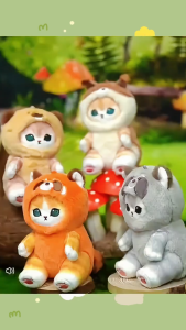 Mofusand Cat Doll Keychains Long Tail Red Panda Stuffed Toys Raccoon Beaver Squirrel Plush Pendant