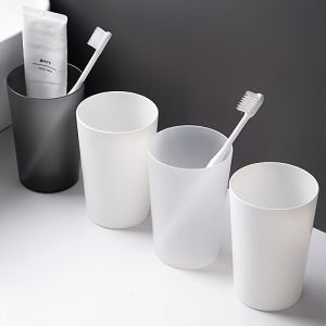 1 Solid Color Mouthwash Cup Simple Toothbrush Cup Plastic Mouthwash Cup Bathroom Accessory