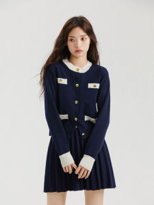 Retro Small Fragrance Style Knitted Sweater And Pleated Short Skirt Two-Piece Set High-Quality Autumn New Arrival for Women