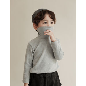 Warm Long Sleeve High Collar Childrens T-Shirt Boys Base Shirt Stylish Baby Top Cotton Blend Fabric Pure Color Simple Style