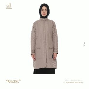 Hijacket Belva Original Ivory: Jaket Hijab Muslimah Panjang untuk Hijaber