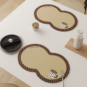 Waterproof Oil-resistant Wash-free Wipe-clean Peanut Pattern PVC Leather Dining Table Mat Modern Simplicity Home Use