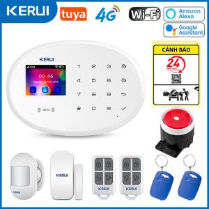 KERUI | KERUI W204 4G GSM WiFi Hệ Thống Báo Động Với Màn Hình 2.4 Inch Tuya Nhà Thông Minh An Ninh RFID Cảm Biến Chuyển Động Không Dây Máy Dò Bảo Vệ Nhà Cửa