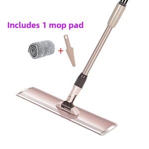 Large 60cm Aluminum Alloy Flat Mop Head for Tile And Hardwood Floor Hand Free Wash Mop with Scraper Feature Home Cleaning Tool