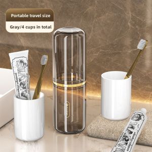 MONLEYTA | Portable Travel Toothbrush Cup Toothpaste Storage Set Three-In-One Oral Care Wash Cup ManliTa Pure Color Plastic Bathroom Accessories