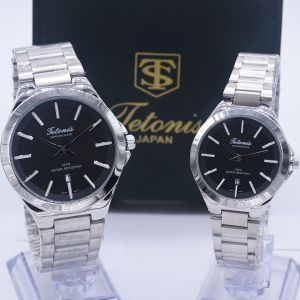 Special Edition Jam Tangan Couple Original Tetonis TS6612MS Sapphire Glass Rantai Tanggal Aktif