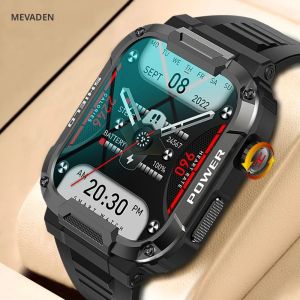 MEVADEN 1.85 นิ้วกลางแจ้งนาฬิกาสมาร์ททหารผู้ชายบลูทูธโทรสมาร์ทวอทช์กันน้ำกีฬาฟิตเนสนาฬิกาสำหรับแอนดรอยด์ ไอโอเอส