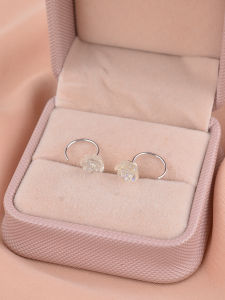 925 Sterling Silver Rose Flower Earrings Womens Unique Design Ear Cuff Non-Removable Fashion Jewelry Ear Studs