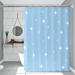 Blue Star shower curtain Waterproof bathroom curtain Dream Starry wind bathroom dry and wet separation curtain PEVA material sho