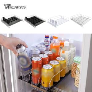 Shelf Auto Sliding Replenishment Drink Pusher Drink Organizer Stacking Can Dispensers for Fridge Smart Refrigerator Drink Dispenser‌ Pusher Self Adjustable Width for Cans/Bottles (Soda/Beer) for Supermarkets/Home Fridges