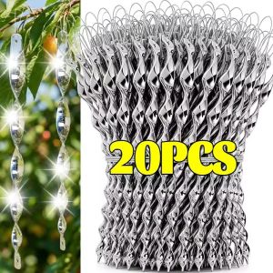 20Pcs Silver Reflective Bird Scare Rods Spiral Wind Twisting Repeller Stick Hanging Ornaments Balcony Garden Farm Supplies
