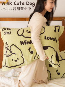 Pure Cotton Dog Pillowcase Soft Breathable Anti-Head Oil Single Person Home Use Cute Little Dog Design Sweat Absorbent