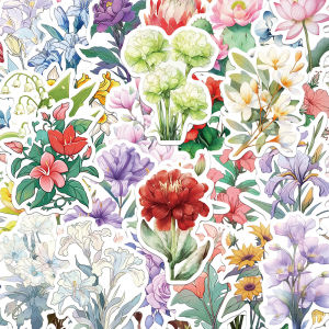 50-100pcs Plant Flower Stickers Aesthetic Ins Decals DIY Notebook Bike Phone Luggage Car Waterproof Decoration Sticker