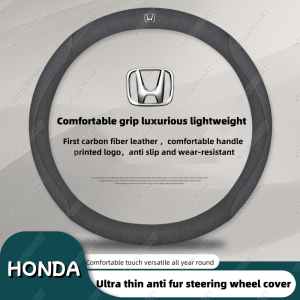 Honda Ultra-Thin Leather For Honda Car Steering Wheel Cover 38cm Breathable Sweat-Absorbent Anti-Skid For city civic jazz accord brv crv hrv odyssey Accessories