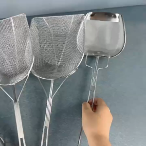 Stainless Steel Frying Food Filter Spatula Heat Resistant Long Handle Skimmer Spoon Fine Mesh  Oil Strainer Kitchen Supplies