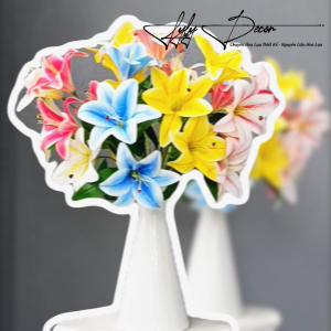 Hoa Ly Cao Su 3 bông. Dài 60cm Bó Hoa Cắm Giỏ Trang Trí Tiệc. Hoa Lụa Decor
