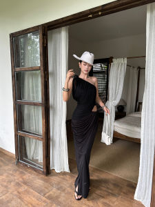 VENUIE | Black Long Slim Low Waist Bodycon Midi Skirt