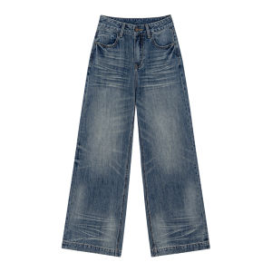 NIHAOKANONG | Quần Jeans Thanh Retro Rửa Mòn Cao Waisted