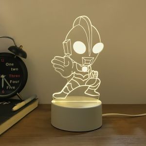 Ultraman Night Light Sleeping Bedroom Lamp Plug-In Cartoon Boys Room Colorful Table Lamp Childrens Room Decorative Lighting