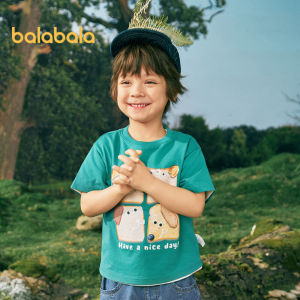 Balabala Children Short Sleeve T-Shirt Boys Tops Girls Children 2024 New Spring And Summer Cartoon Cotton Fashion