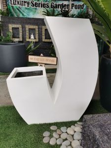 REX FP25 White Fiberglass Matte Flower Pot Pasu Bunga Garden Taman Plant Pokok Fiber Square Indoor Outdoor Tempayan