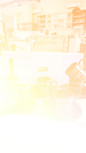 cangkir kopi set 6 pasang / espresso full print motif coffee Hitam TANITI 90ml KPB-06 / cup and saucer porcelain