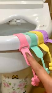 Home Convenient Foldable Clamshell Toilet Bathroom Clean Bowl Lid Seat CoverToilet Seat Lifter Detachable Toilet Cover Lid Lifting Device Avoid Touching Handle WC Bathroom Accessories