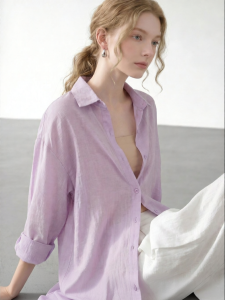 Lavender Loose Breathable Sun-protective Long Sleeve Shirt