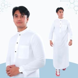 Jubah pria dewasa keren premium terbaru gamis laki laki lengan panjang baju tarawih lebaran fashion