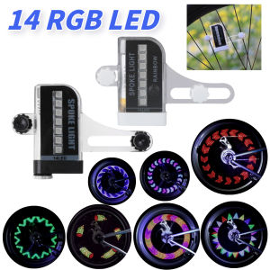 14 RGB LED Neon Bicycle Wheel Spoke Light Rechargeable Waterproof Mountain Road Bike Safety Warning Lamp Bicycle Accessories